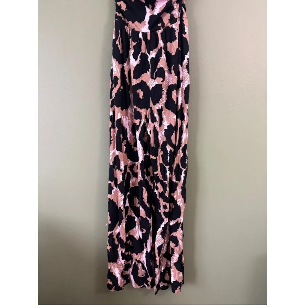 DVF Diane Von Furstenberg Target Halter Leopard Neutral Jumpsuit Sz XXS